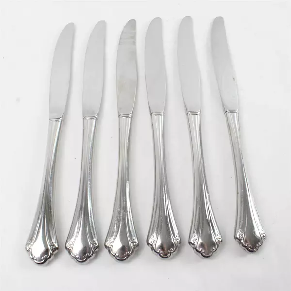 Set of 6 Oneida Repose Stainless Modern Hollow Handle Dinner Knives 9.25in