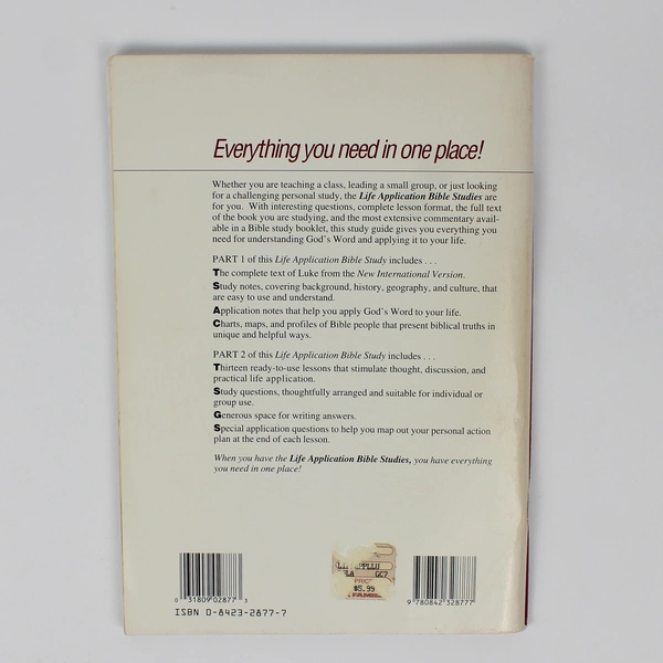 Luke A Life Application Bible Study 1986 Paperback Tyndale House Publishers Good