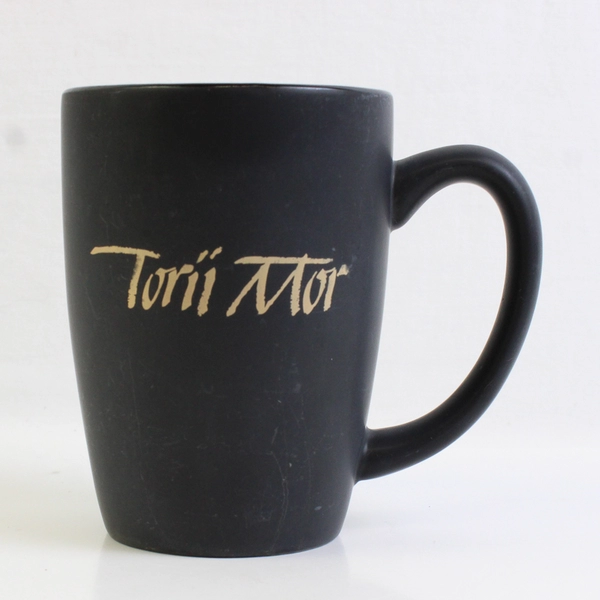 Torii Mor Solid Black Color Ceramic Coffee Mug With Handle 4.75" Tall