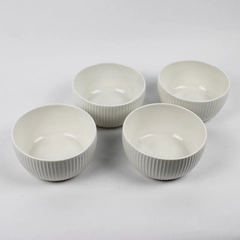 Lot Of 4 Maison Neuve Solid White Ceramic Soup Bowls 3.25" Tall 6.5" Diameter