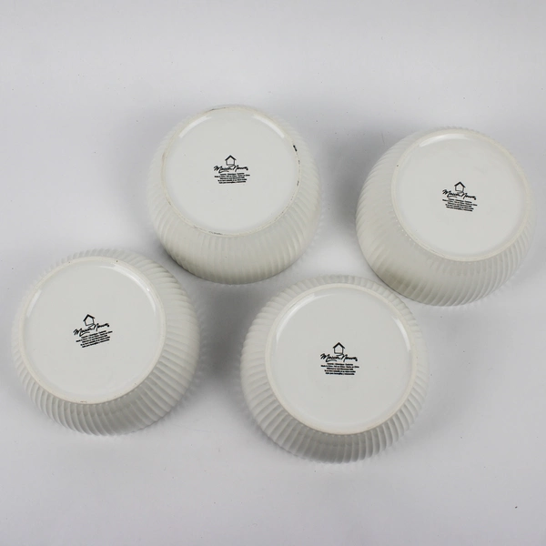 Lot Of 4 Maison Neuve Solid White Ceramic Soup Bowls 3.25" Tall 6.5" Diameter