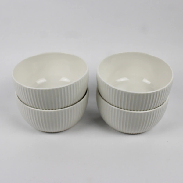 Lot Of 4 Maison Neuve Solid White Ceramic Soup Bowls 3.25" Tall 6.5" Diameter