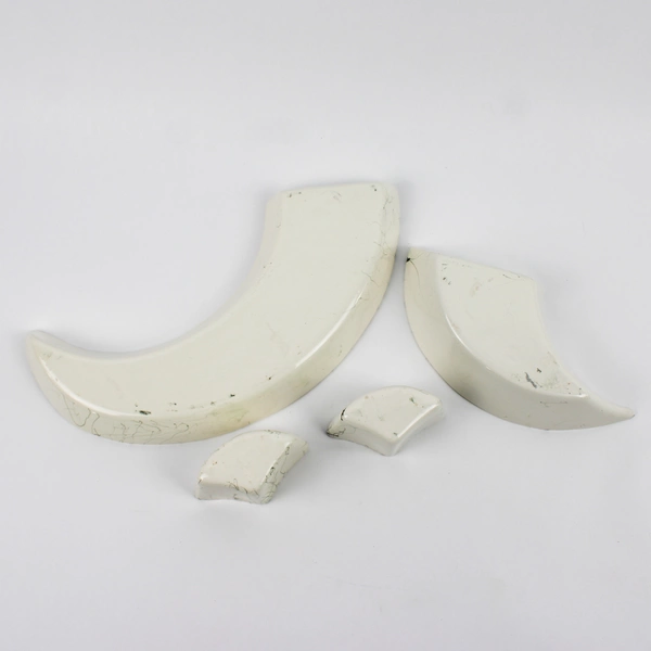 Lot Of 4 Unbranded White/Green Ceramic Serving Dishes Abstract Shapes