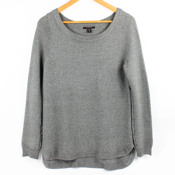 Cynus Solid Gray Color Long Sleeve Knit Sweater Women's Size M