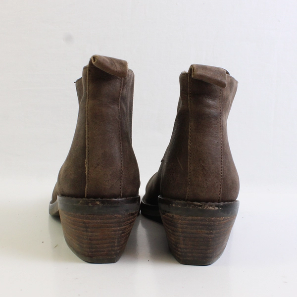 Eileen Fisher Raven Booties Solid Brown Suede 1.75" Block Heel Women's Size 6M