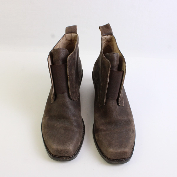Eileen Fisher Raven Booties Solid Brown Suede 1.75" Block Heel Women's Size 6M