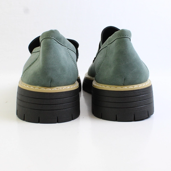 Unbranded Penny Loafer Shoes Macha Green Faux Leather Platform Men's US Size 8