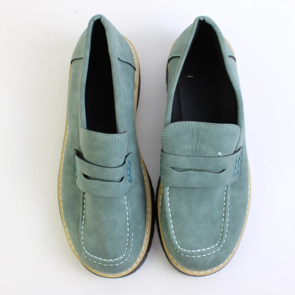 Unbranded Penny Loafer Shoes Macha Green Faux Leather Platform Men's US Size 8