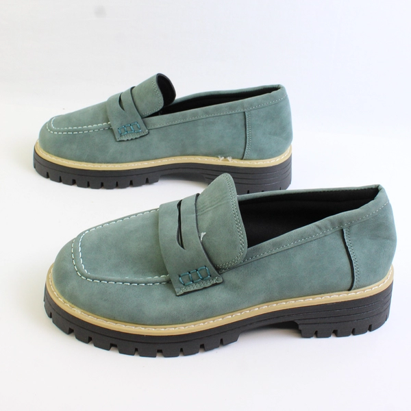 Unbranded Penny Loafer Shoes Macha Green Faux Leather Platform Men's US Size 8