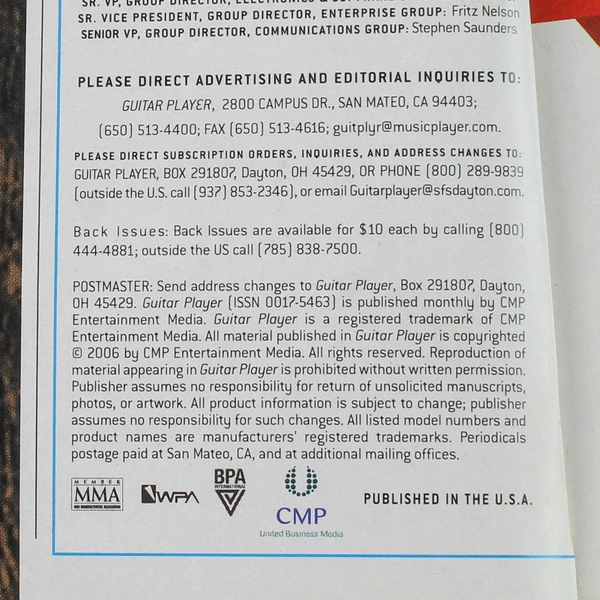 Guitar Player Magazine Feb 2006 John Mayer Pink Floyd - Very Good