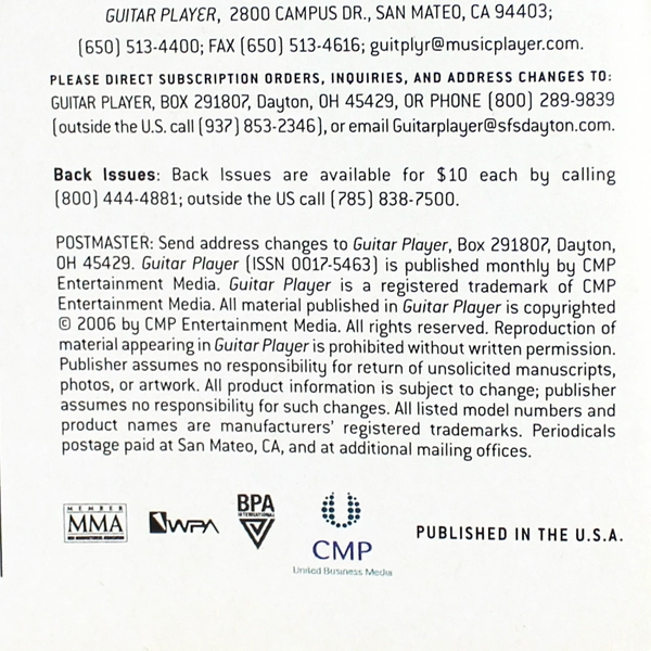 Guitar Player Magazine July 2006 Tom Petty & Mike Campbell Rock Collectible