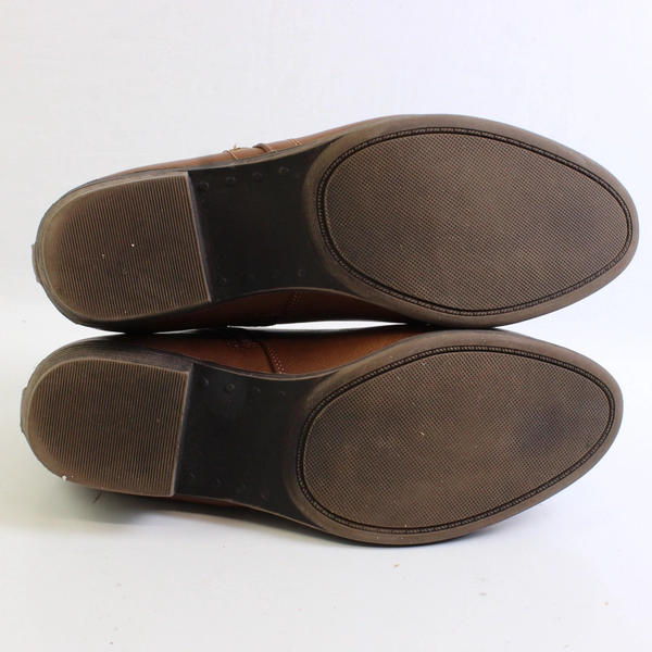 London Fog Solid Brown Faux Leather Ankle Boots W/ Cuban Heel Women's Size 9M