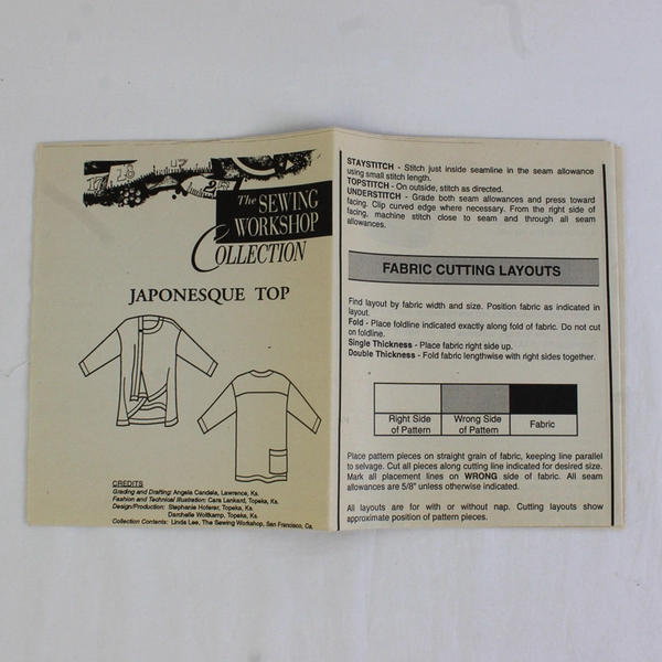 The Sewing Workshop Collection Japonesque Top Pattern Women's Sizes (S-L) 2010