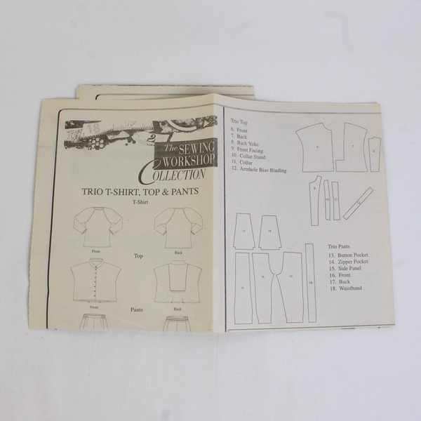 The Sewing Workshop Collection Trio Tops & Pants Pattern Women's (XS-XXL) 2008