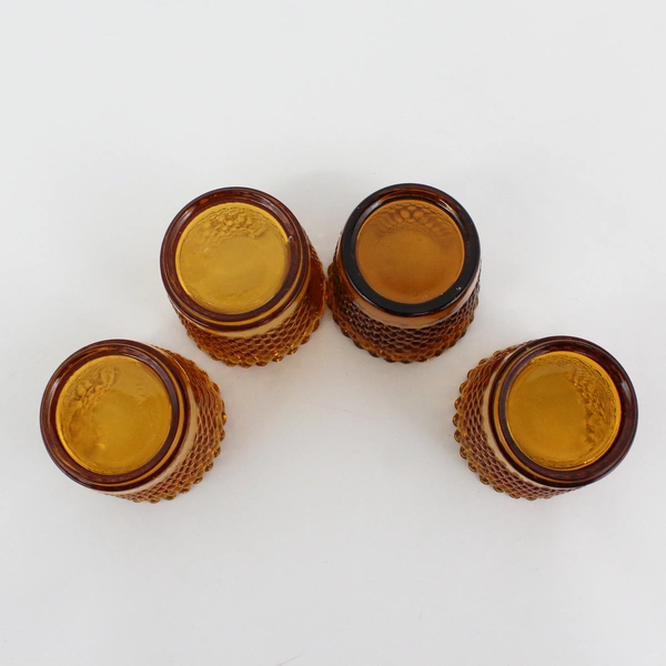 Lot of 4 Amber Glass Hobnail Votive Candle Holders