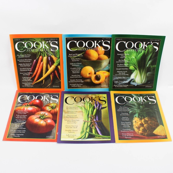 Lot of 6 Cook's Illustrated Magazines Jan/Feb 2021 to Nov/Dec 2022