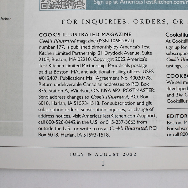 Lot of 6 Cook's Illustrated Magazines Jan/Feb 2021 to Nov/Dec 2022