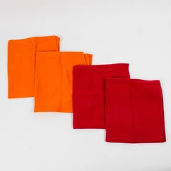 Lot Of 4 DII For The Home Red & Orange Fabric Napkins 100% Cotton 15" x 16"