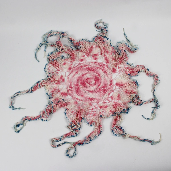 Lot of 2 Vintage Crochet Lace Pieces With Fringe 13” Round