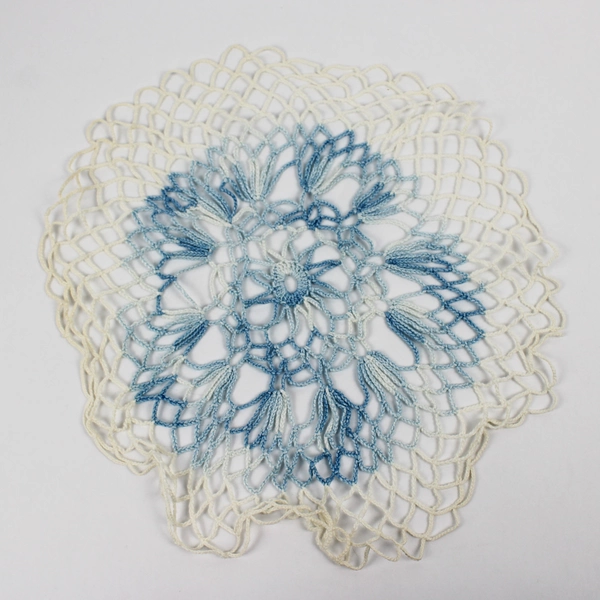 Lot of 2 Vintage Crochet Lace Pieces With Fringe 13” Round