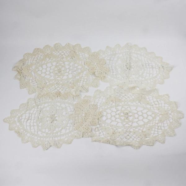Lot of 4 Vintage Handmade Doilies, Oval Shaped