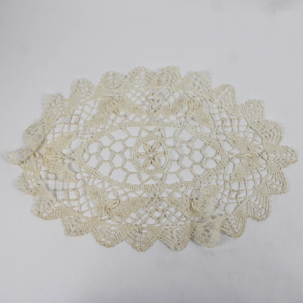 Lot of 4 Vintage Handmade Doilies, Oval Shaped