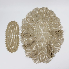 Lot of 2 Handmade Doilies Brown Oval