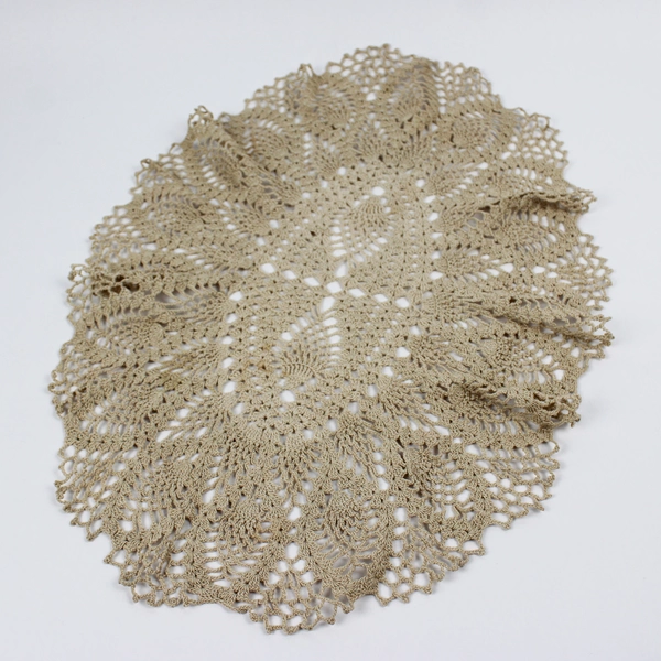 Lot of 2 Handmade Doilies Brown Oval