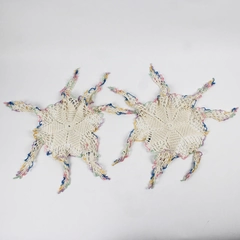 Set of 2 Vintage Hand Crocheted Variegated Pastel Doilies 8"