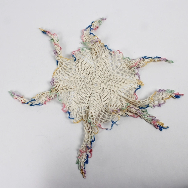 Set of 2 Vintage Hand Crocheted Variegated Pastel Doilies 8"