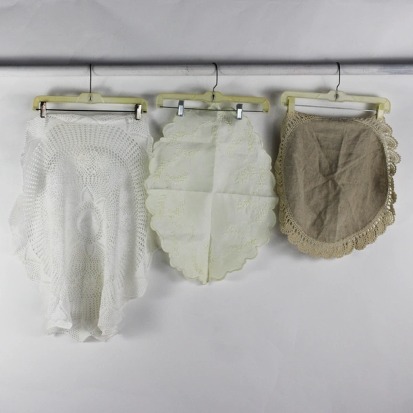 13 Pc Lot Vintage Off-White Crocheted Table Linens Upcycling Crafting