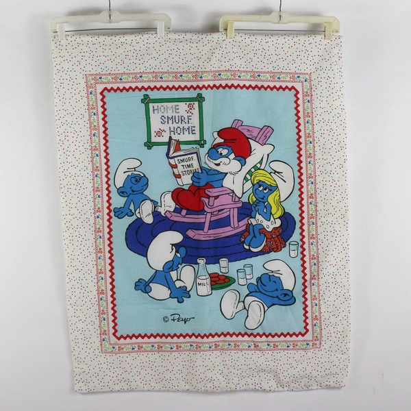 Handmade Smurfs Child Blanket White Multicolor Quilted Blanket