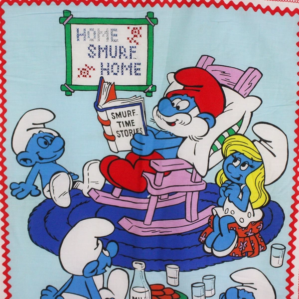 Handmade Smurfs Child Blanket White Multicolor Quilted Blanket