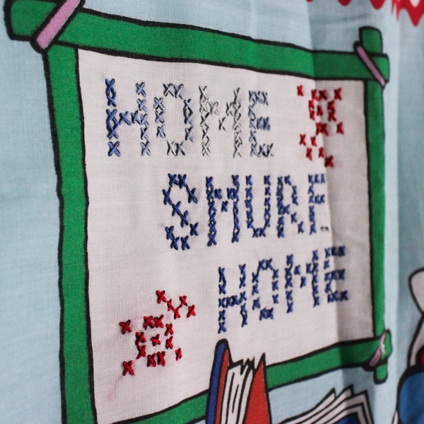 Handmade Smurfs Child Blanket White Multicolor Quilted Blanket