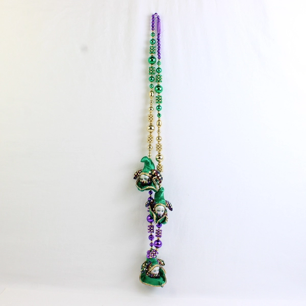 VTG 2000 Mardi Gras Zone Multicolor Jester Plastic Beaded Necklace 25"