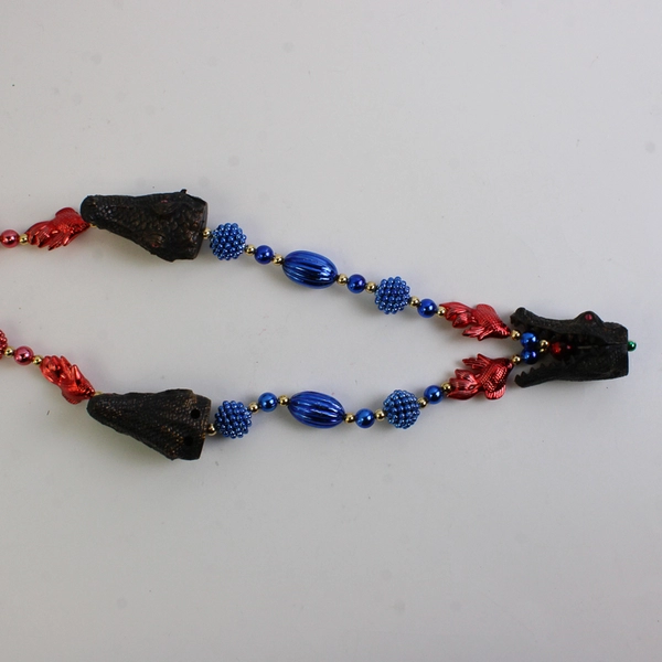 VTG 2000 Mardi Gras Zone Multicolor Alligator Plastic Beaded Necklace 25"