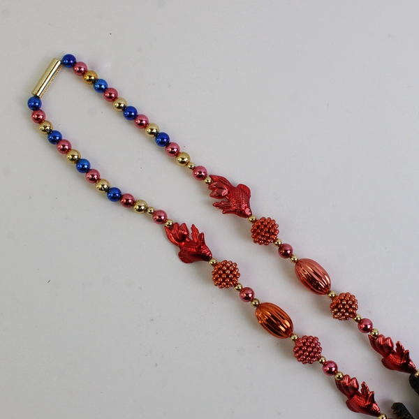 VTG 2000 Mardi Gras Zone Multicolor Alligator Plastic Beaded Necklace 25"