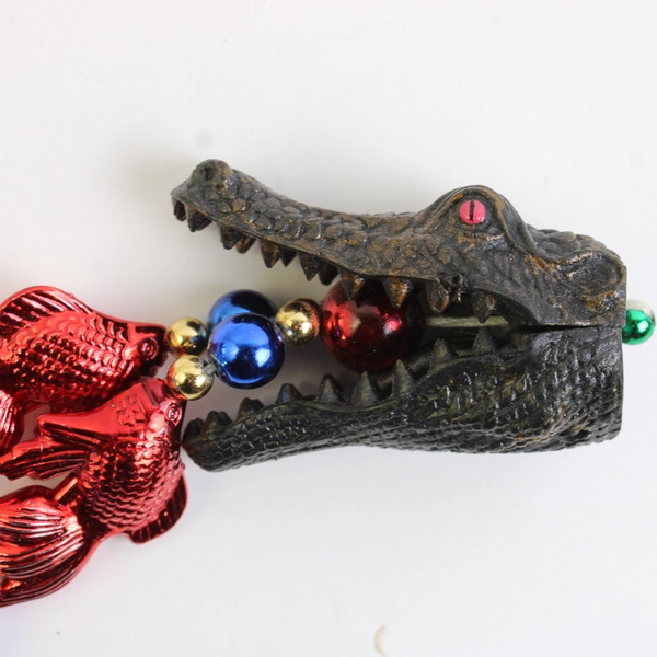 VTG 2000 Mardi Gras Zone Multicolor Alligator Plastic Beaded Necklace 25"