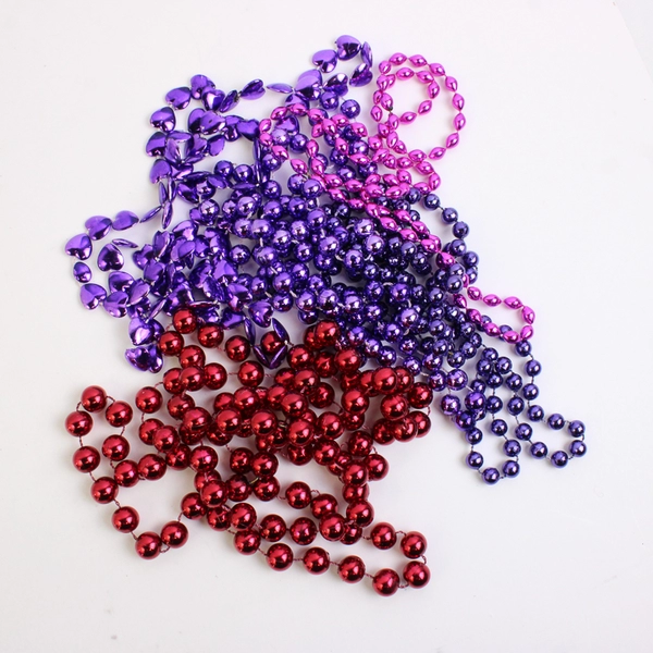 Lot of 11 Plastic Beaded Mardi Gras Necklaces Varied Colors