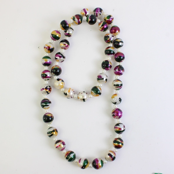 Lot of 11 Plastic Beaded Mardi Gras Necklaces Varied Colors