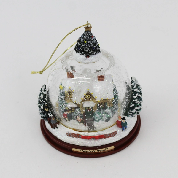 2002 Thomas Kinkade Winter Places Snow Globes Set 3 Holiday Gathering w/ COA