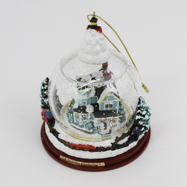 2002 Thomas Kinkade Winter Places Snow Globes Set 3 Holiday Gathering w/ COA