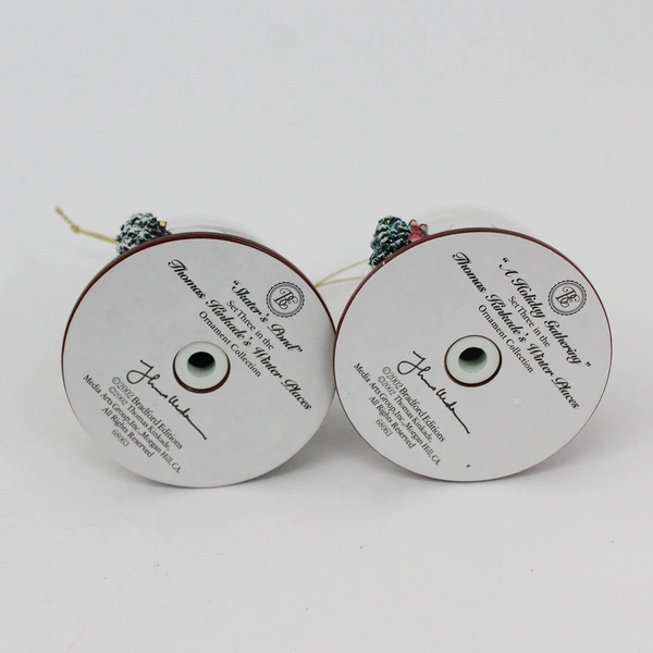 2002 Thomas Kinkade Winter Places Snow Globes Set 3 Holiday Gathering w/ COA