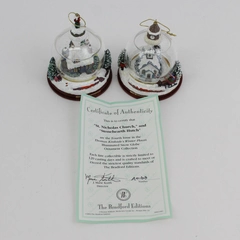2002 Thomas Kinkade Winter Places Snow Globes Set 4 St Nicholas Church w/ COA