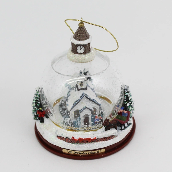 2002 Thomas Kinkade Winter Places Snow Globes Set 4 St Nicholas Church w/ COA