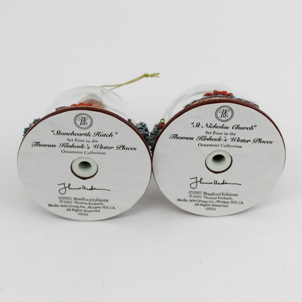 2002 Thomas Kinkade Winter Places Snow Globes Set 4 St Nicholas Church w/ COA