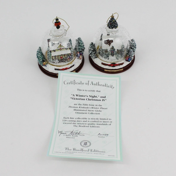 2002 Thomas Kinkade Winter Places Snow Globes Set 5 A Winter's Night w/ COA
