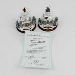 2002 Thomas Kinkade Winter Places Snow Globes Set 5 A Winter's Night w/ COA
