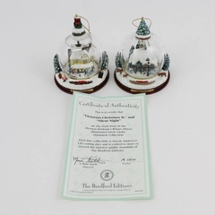 Thomas Kinkade Winter Places Snow Globe Set #6 Victorian Xmas II & Silent Night