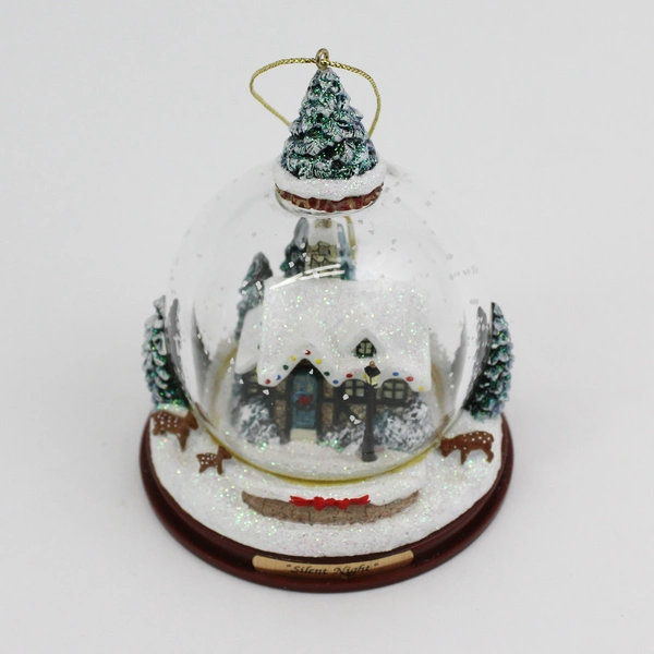 Thomas Kinkade Winter Places Snow Globe Set #6 Victorian Xmas II & Silent Night